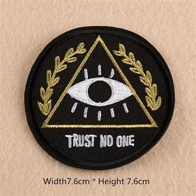 Daily Crafts Daily Crafts 1 pc Embroidered Patch Circle Evil Eye Trust No One Sew OnIron On Patch Applique Bag Clothes Applique Dress Hat Jeans Sewing DIY Decoration  - Image 2