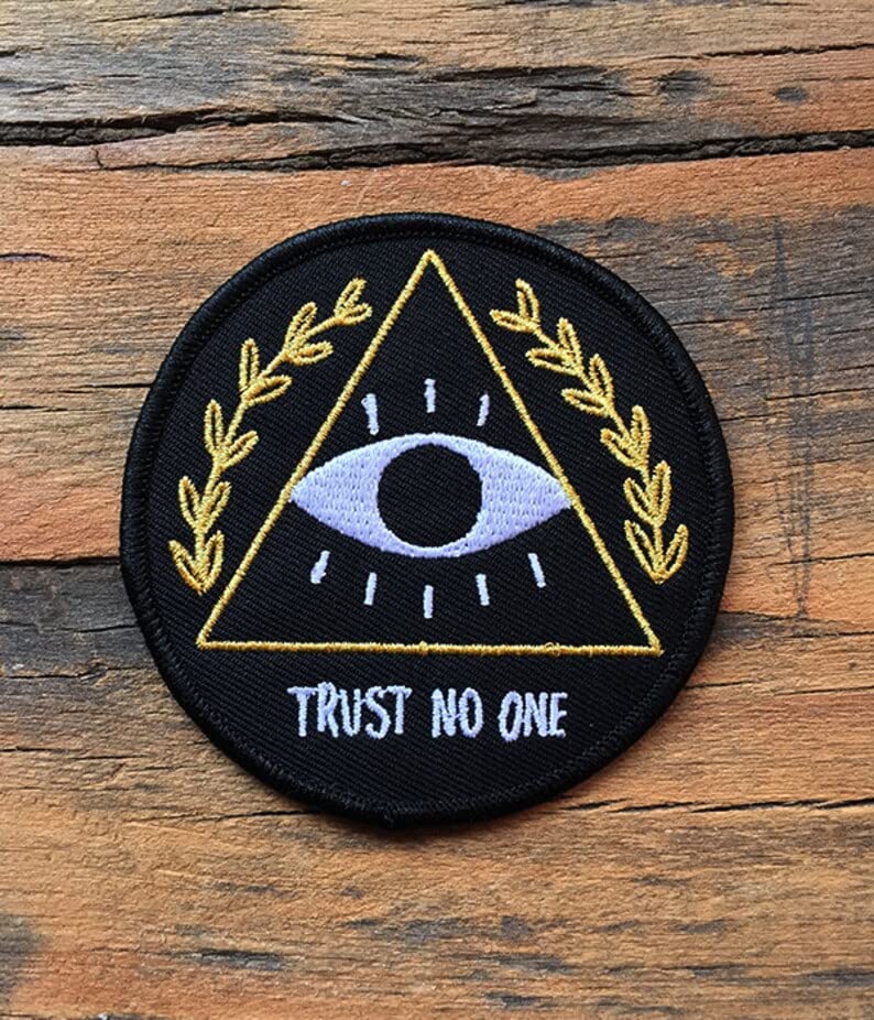 Daily Crafts Daily Crafts 1 pc Embroidered Patch Circle Evil Eye Trust No One Sew OnIron On Patch Applique Bag Clothes Applique Dress Hat Jeans Sewing DIY Decoration  - Image 1