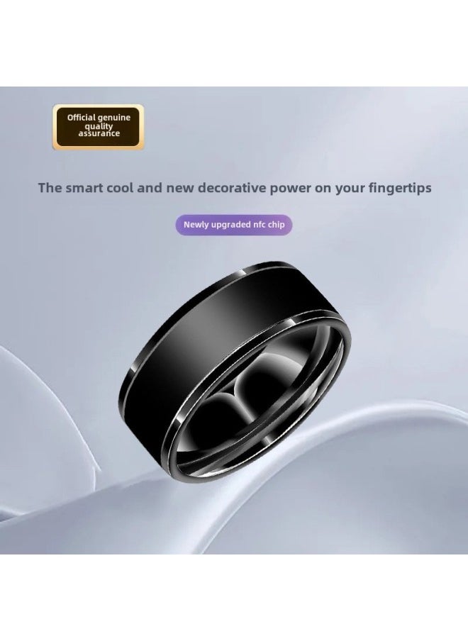 Generic NFC Ring Black Technology Bluetooth Ring Solar Multifunctional Android Temperature Magic With Ins Waterproof-Colour:[waterproof Ring] Black No. 9 Finger Circumference 59.5mm  - Image 1