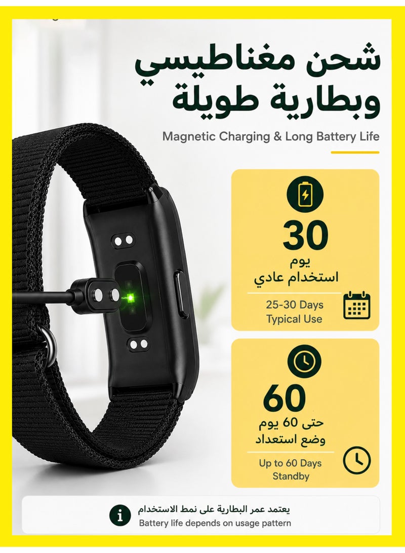 1 طابق سرداب سوار ذكي للصحة واللياقة البدنية للرجال والنساء، متتبع نشاط قابل للارتداء، تتبع النوم على مدار 24 ساعة، مراقبة البيانات الصحية، أوضاع رياضية متعددة مع تطبيق مجاني، لون أسود - Image 2