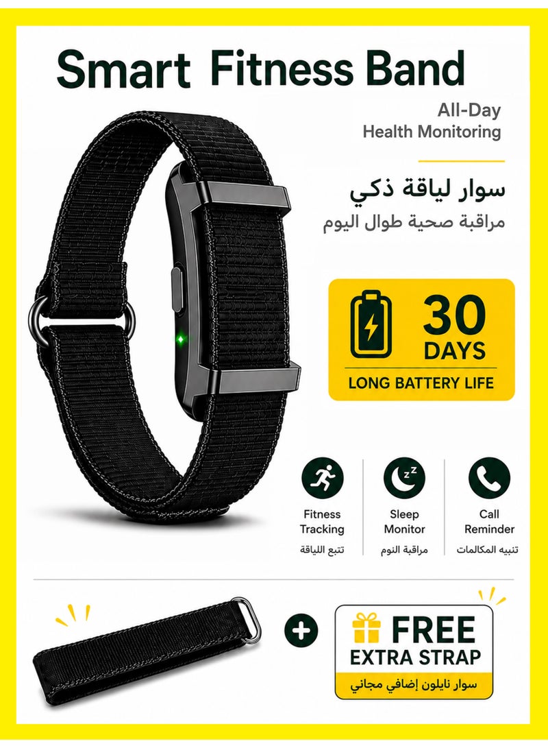 1 طابق سرداب سوار ذكي للصحة واللياقة البدنية للرجال والنساء، متتبع نشاط قابل للارتداء، تتبع النوم على مدار 24 ساعة، مراقبة البيانات الصحية، أوضاع رياضية متعددة مع تطبيق مجاني، لون أسود - Image 1
