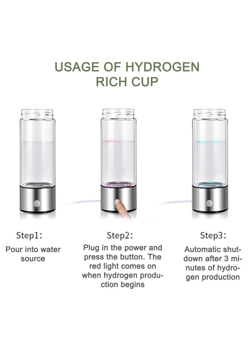 Hydrogen Water Bottle Generator with PEM SPE Technology-Rechargeable Portable Water Ionizer Machine Quick Electrolysis for Home Office Travel Sports 420ml (Blue) - Image 3