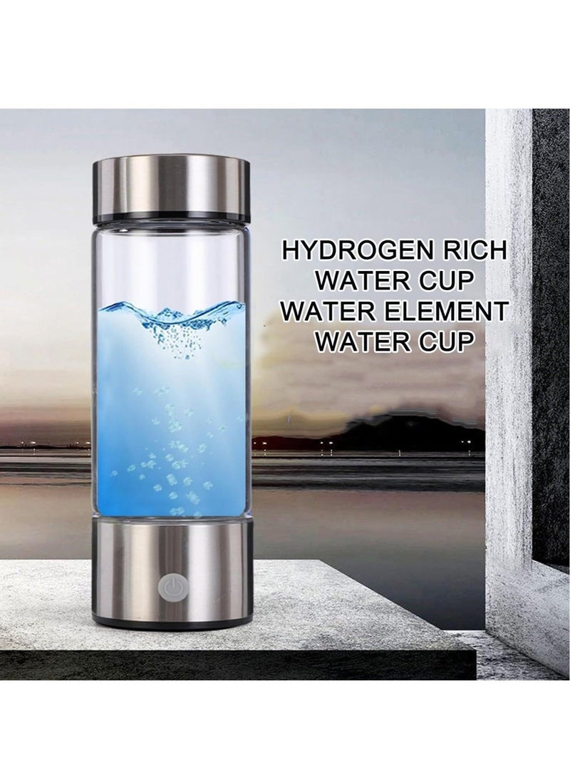 Hydrogen Water Bottle Generator with PEM SPE Technology-Rechargeable Portable Water Ionizer Machine Quick Electrolysis for Home Office Travel Sports 420ml (Blue) - Image 2