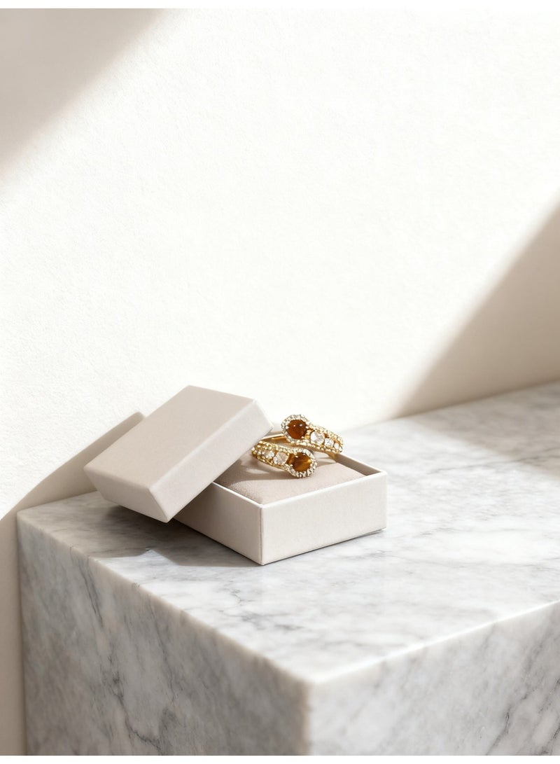 The snake-shaped tiger's eye stone alloy ring boasts a unique design, embodying a retro yet high-end, light luxury style. With adjustable sizes, it is suitable for both men and women. (Set of 3) - Image 5