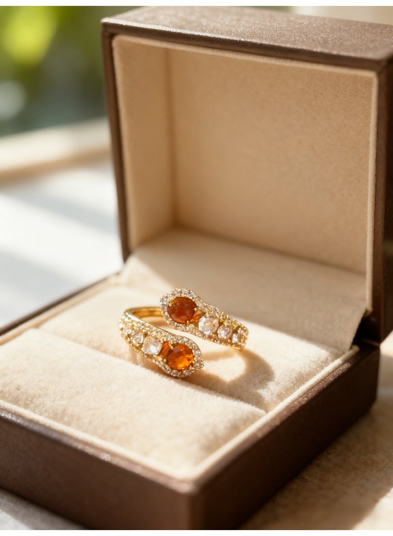 The snake-shaped tiger's eye stone alloy ring boasts a unique design, embodying a retro yet high-end, light luxury style. With adjustable sizes, it is suitable for both men and women. (Set of 3) - Image 4