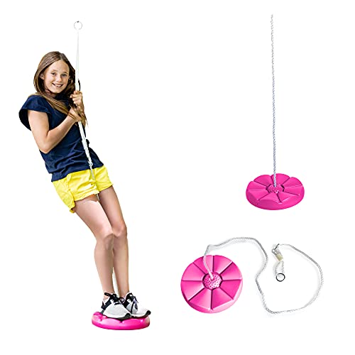 Squirrel Products Heavy Duty Green Disc Tree Swing with Rope for Outdoor Play Easy DIY Addition to Playset or Tree - Image 1