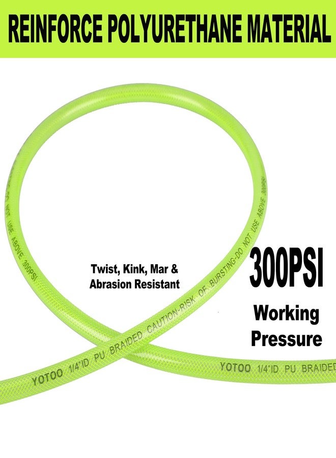 YOTOO Reinforced Polyurethane Air Hose 1/4" Inner Diameter by 100' Long, Flexible, Heavy Duty Air Compressor Hose with Bend Restrictor, 1/4" Swivel Industrial Quick Coupler and Plug, Green - Image 2