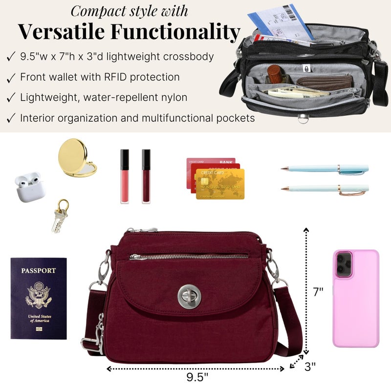 Baggallini Women's Calais Crossbody Bag, Dark Cherry - Image 5