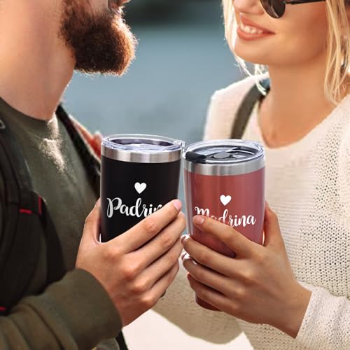 LiqCool Godparents Proposal Gift Set, 20Oz Tumbler with Keychain, Godparents Gift for Baptism (Black & Rose Gold) - Image 2