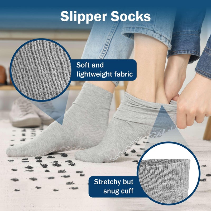 TenderGentle Hospital Socks with Grips for Men and Women - 2 Pairs of Grey XXL Grippy Socks for Elderly - Hospitals, Nursing Homes, and Long Term Care Facilities - Soft and Stretchy - Image 2