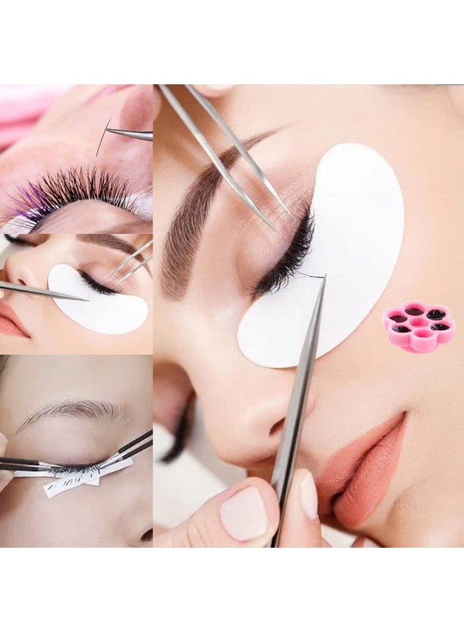 HONBAY 200Pcs Plastic Eyelash Extension Glue Holder Flower Shape Eyelash Glue Cup Pallet With 2 Rolls Glue Point For Lash Extensions Supplies - Image 4