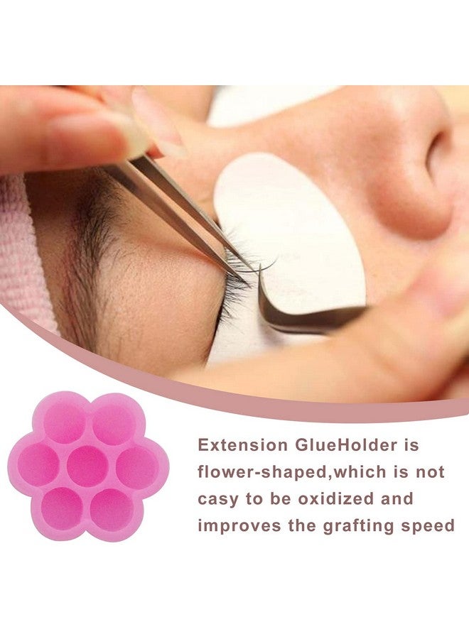 HONBAY 200Pcs Plastic Eyelash Extension Glue Holder Flower Shape Eyelash Glue Cup Pallet With 2 Rolls Glue Point For Lash Extensions Supplies - Image 5