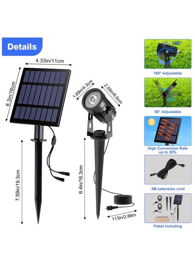 T-SUNUS 2W Solar Spotlights Warm White, Solar Lights Outdoor IP65 Waterproof Solar Security Lamps, Double Head Landscape Lights for Flag Tree Garage Deck Garden Wall Backyard - Image 4