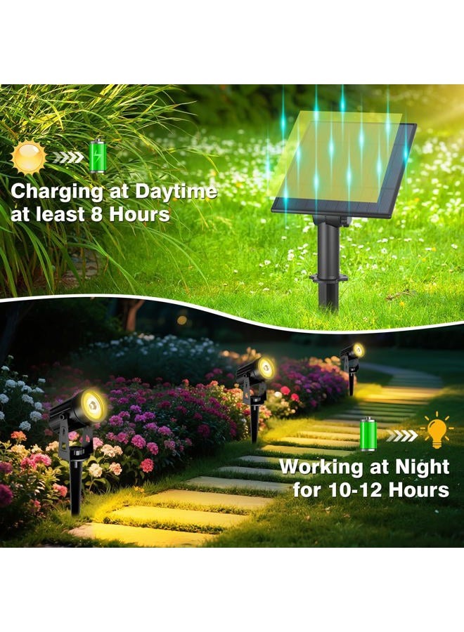 T-SUNUS 2W Solar Spotlights Warm White, Solar Lights Outdoor IP65 Waterproof Solar Security Lamps, Double Head Landscape Lights for Flag Tree Garage Deck Garden Wall Backyard - Image 2