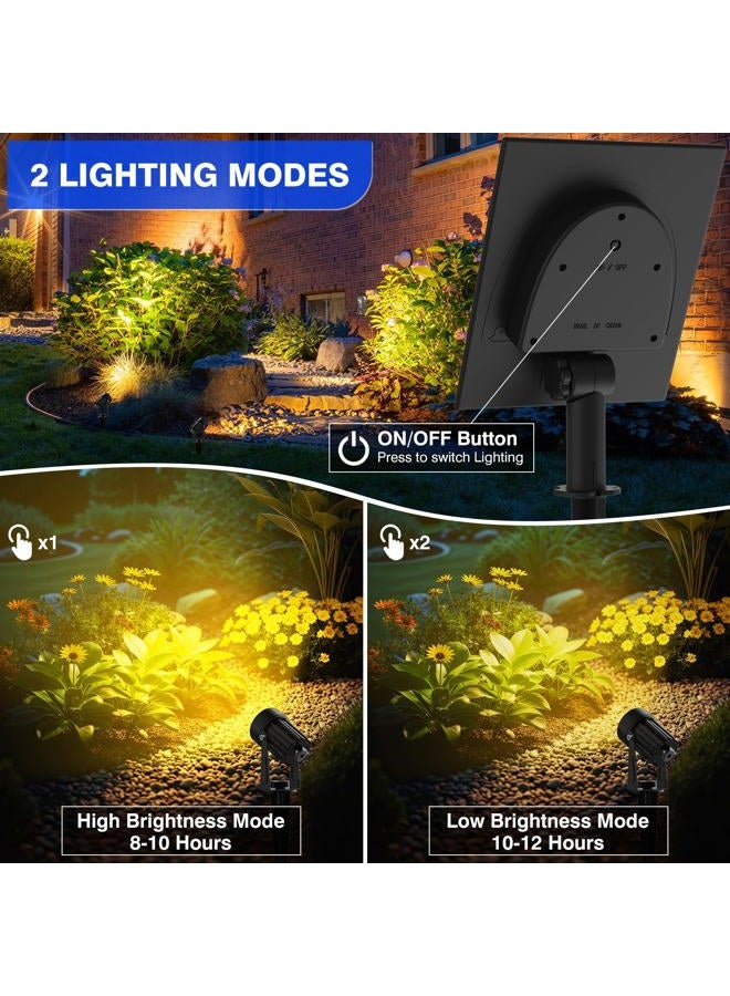 T-SUNUS 2W Solar Spotlights Warm White, Solar Lights Outdoor IP65 Waterproof Solar Security Lamps, Double Head Landscape Lights for Flag Tree Garage Deck Garden Wall Backyard - Image 3