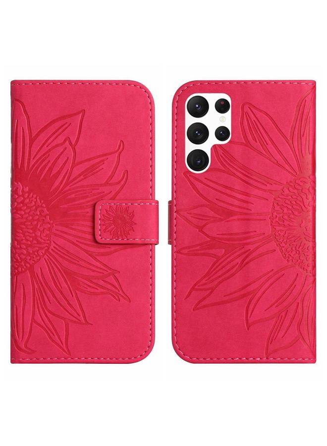 S-TOP Case For Samsung Galaxy S23 Ultra 5G Skin Feel Sun Flower Pattern Flip Leather Phone Case with Lanyard - Image 2