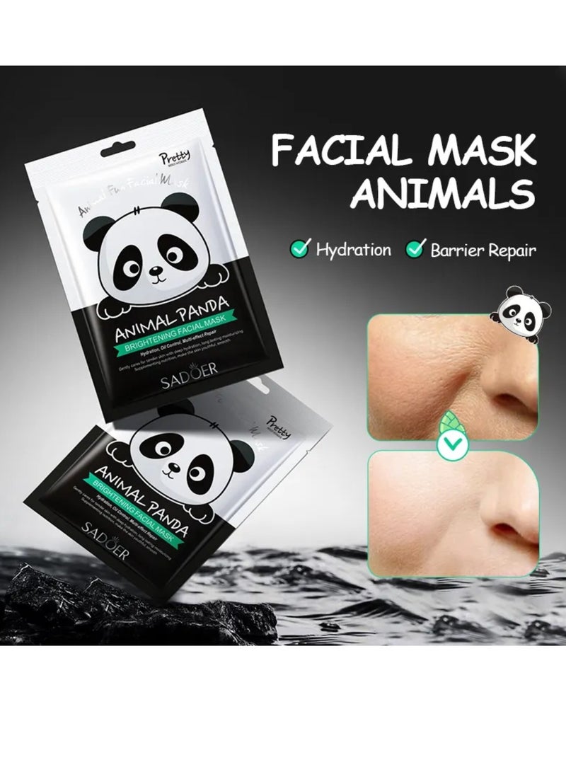 SADOER 10Pcs Moisturizing Facial Mask Animal Panda Character Sheet Masks Hydration Oil Control Nourishing Beauty Spa Mask for All Skin Types Collagen Skincare Face Masks for Women and Men - Image 4