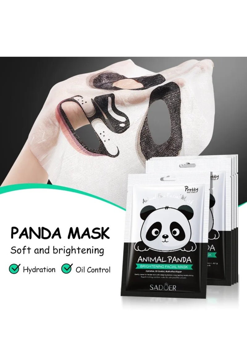 SADOER 10Pcs Moisturizing Facial Mask Animal Panda Character Sheet Masks Hydration Oil Control Nourishing Beauty Spa Mask for All Skin Types Collagen Skincare Face Masks for Women and Men - Image 2