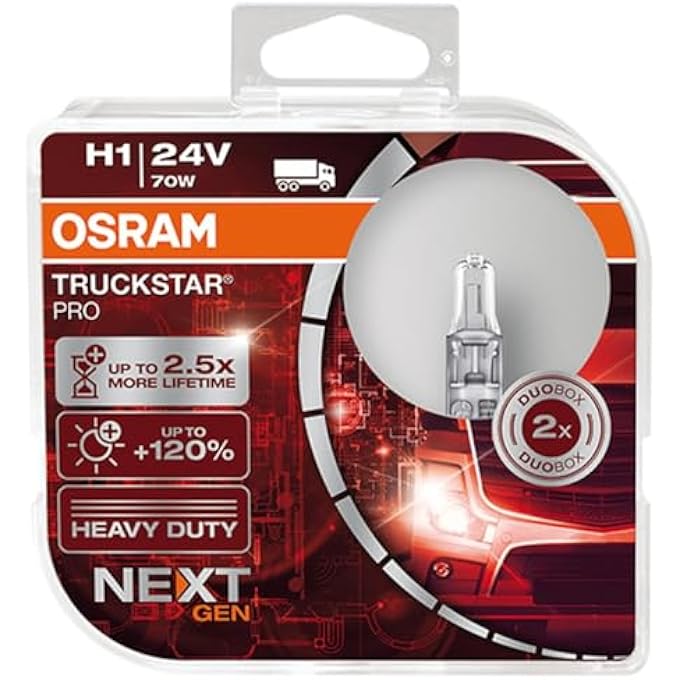 أوسرام P145S H1 Truckstar Pro 100 Mehr Licht Car Light Bulb With Hard Cover Box 24V 70W - Image 1