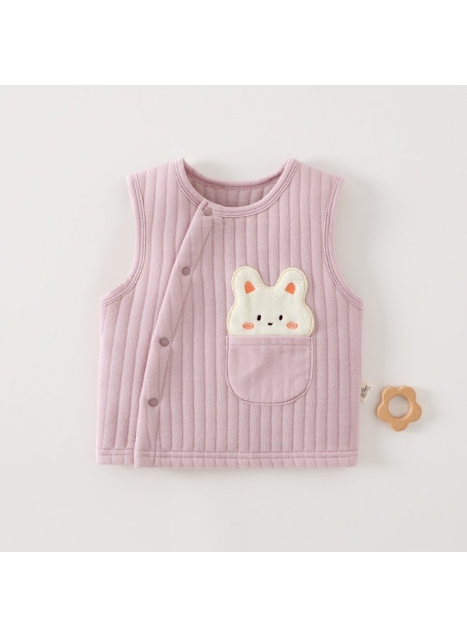Cute Cartoon Baby Quilted Vest Autumn And Winter Pure Cotton Type A Boneless Oblique Lapel Vest Warm Toddler Vest Outer Wear