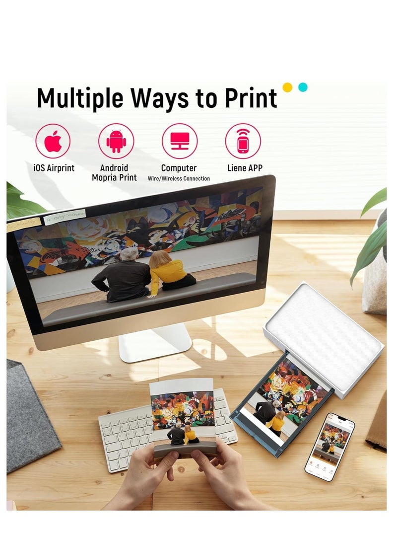 Liene 4×6" Portable Photo Printer | Wi-Fi Thermal Dye Sublimation Printer for iPhone, Android, Smartphone, & PC | Wireless Picture Printer with Built-in WiFi Hotspot | Full-Color Prints | Includes 20 Sheets & 1 Ink Cartridge - Image 5
