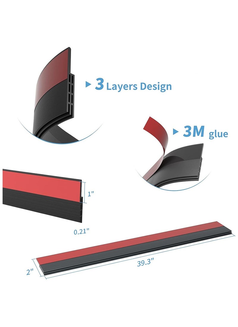 Generic Adhesive Under Door Sweep Weather Stripping Soundproof Rubber Bottom Seal with Wider Strong for Interior Exterior Doors Guard Against Drafts Dust Noise Animals (1M*2 Black)  - Image 2