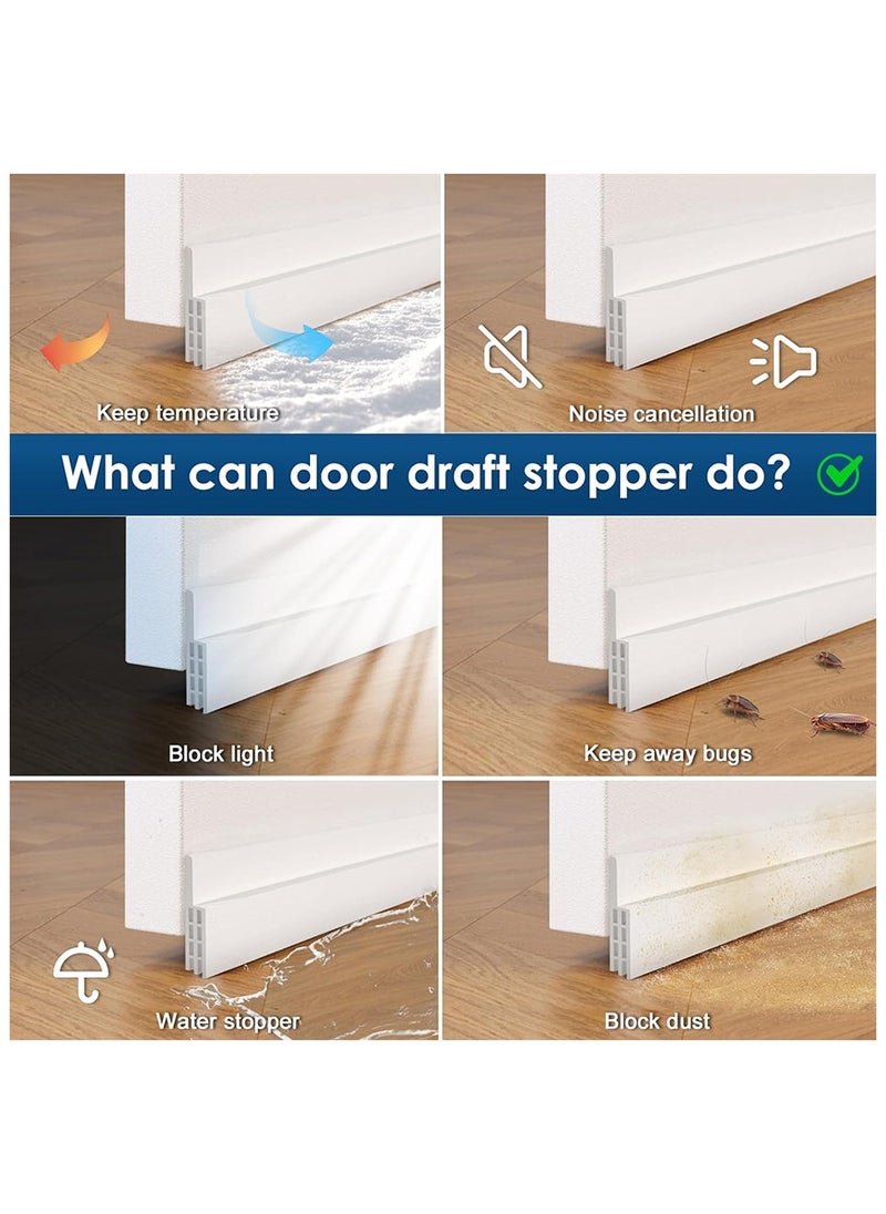 Generic Adhesive Under Door Sweep Weather Stripping Soundproof Rubber Bottom Seal with Wider Strong for Interior Exterior Doors Guard Against Drafts Dust Noise Animals (1M*2 Black)  - Image 3