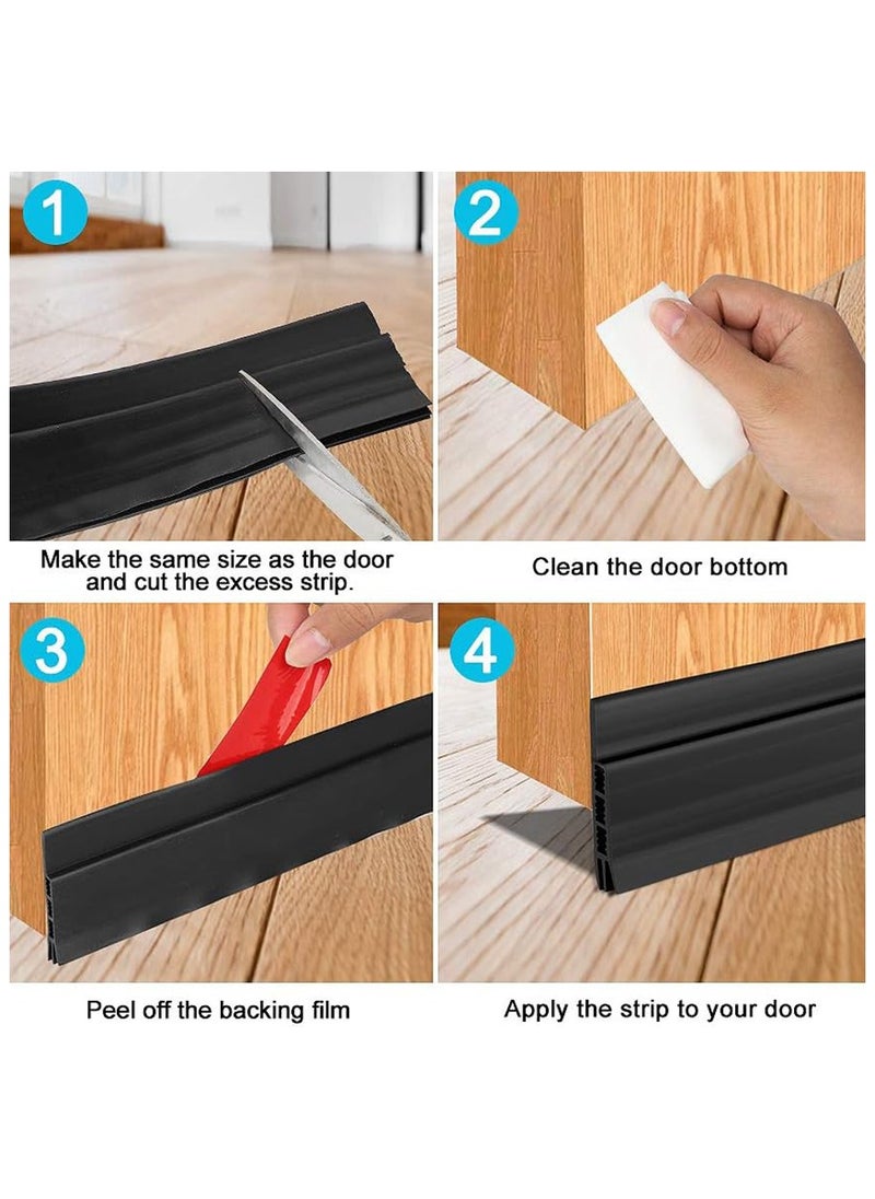 Generic Adhesive Under Door Sweep Weather Stripping Soundproof Rubber Bottom Seal with Wider Strong for Interior Exterior Doors Guard Against Drafts Dust Noise Animals (1M*2 Black)  - Image 4