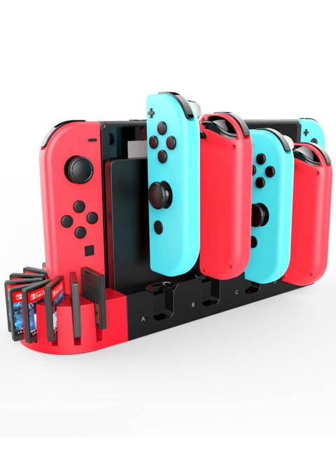 Charging Dock for Nintendo Switch Joy-Con Controller, Fast Charging Dock with 9 Game Card Storage Slots, Powered by the original for Nintendo Switch dock, for Nintendo Switch Joycon (Black)