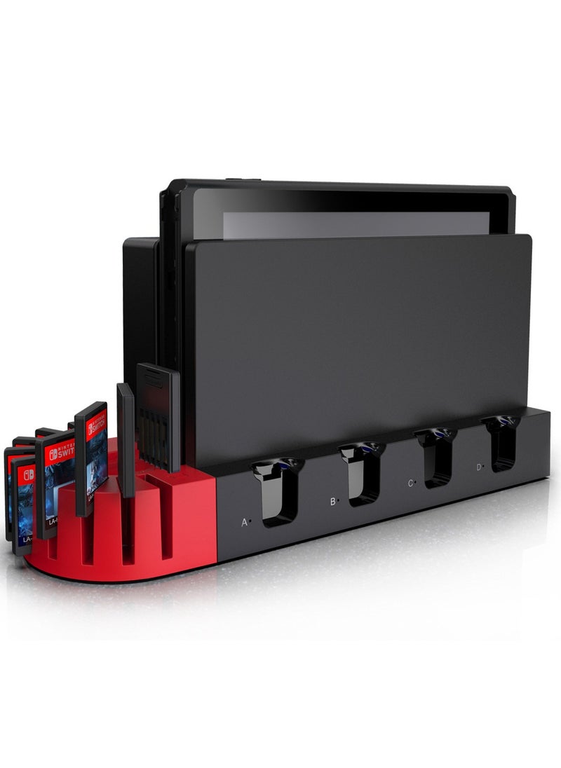 Charging Dock for Nintendo Switch Joy-Con Controller, Fast Charging Dock with 9 Game Card Storage Slots, Powered by the original for Nintendo Switch dock, for Nintendo Switch Joycon (Black)