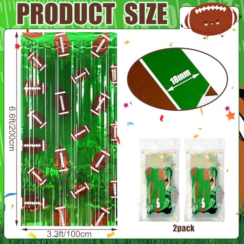 Knitgrip 2 Pack Football Party Decorations Photo Props 3.3x6.6 ft Football Foil Fringe Curtain Backdrop Birthday Party Decorations Sports Background - Image 2