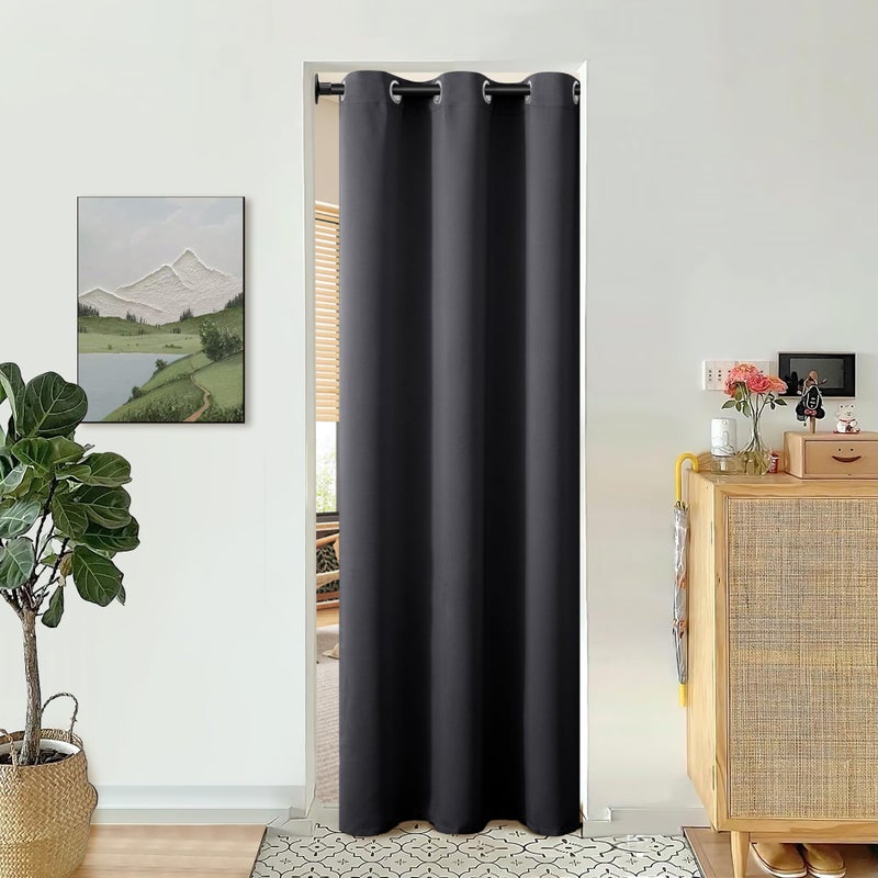 BGment Door Curtain for Doorway, Closet Door Curtain for Open Closets, Blackout Privacy Thermal Insulated Temporary Room Dividers, 1 Panel, Dark Grey, 34 x 80 Inch - Image 1