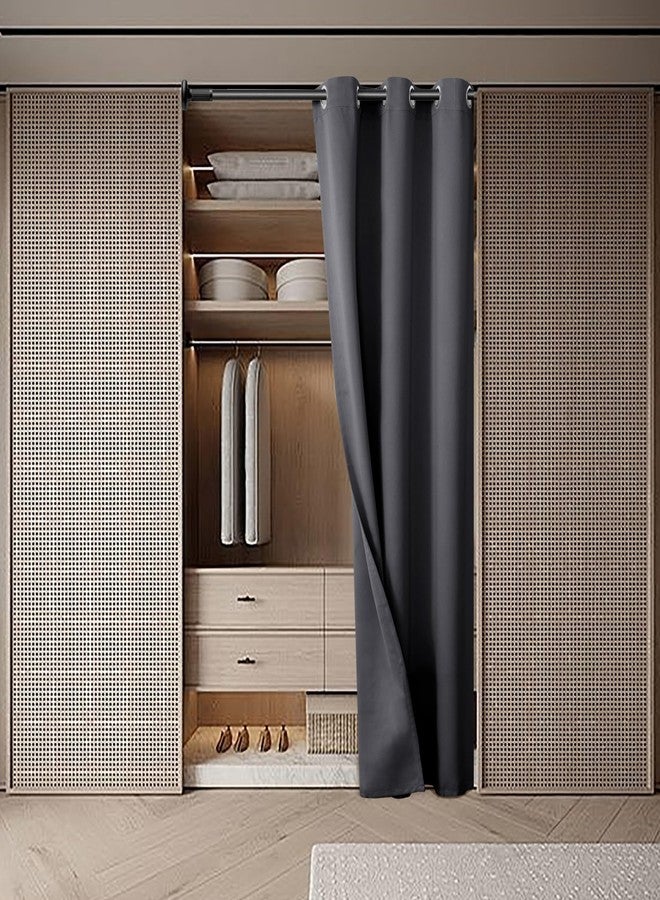 BGment Door Curtain for Doorway, Closet Door Curtain for Open Closets, Blackout Privacy Thermal Insulated Temporary Room Dividers, 1 Panel, Dark Grey, 34 x 80 Inch - Image 3