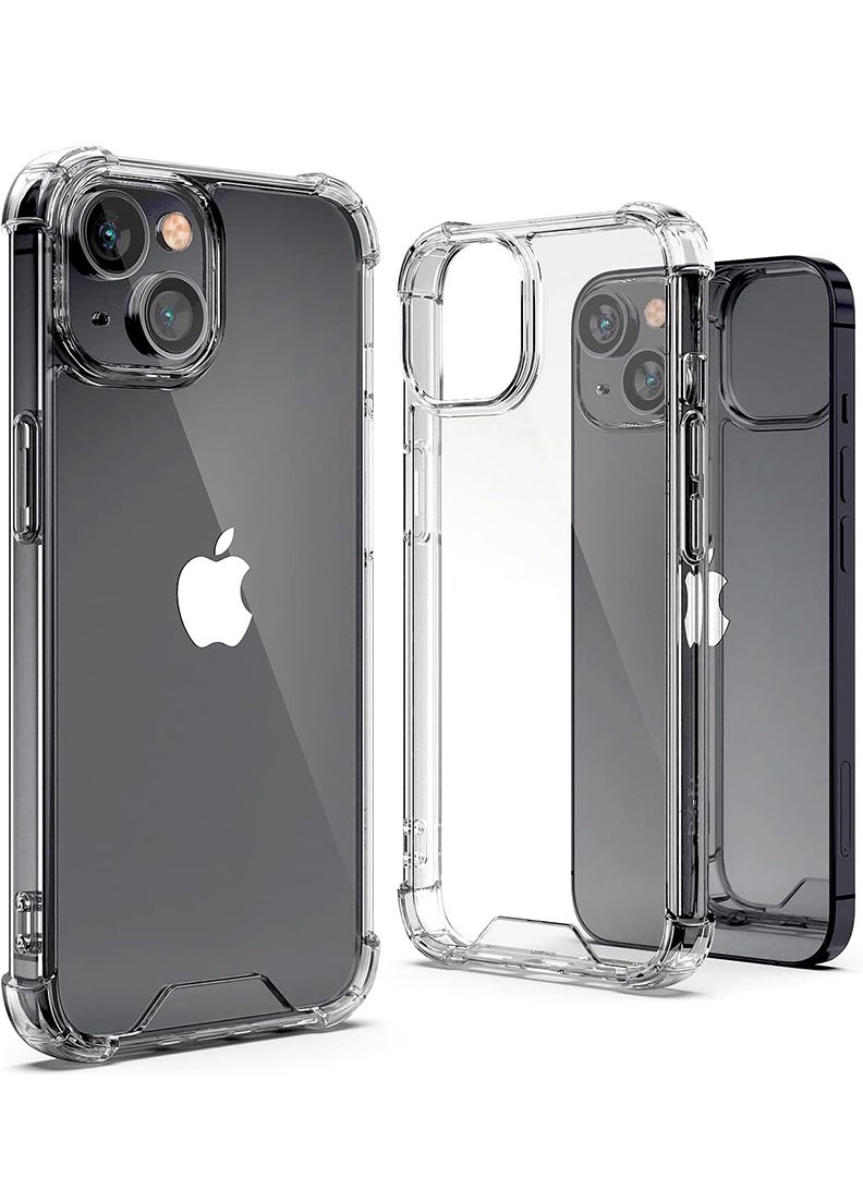 Case Up Apple iPhone 13 Clear Case, Shock-Absorption Hard PC Back Cell Phone Cover with Reinforced Corners, Soft Edges TPU Crystal Clear Protective Bumper Case - Image 1