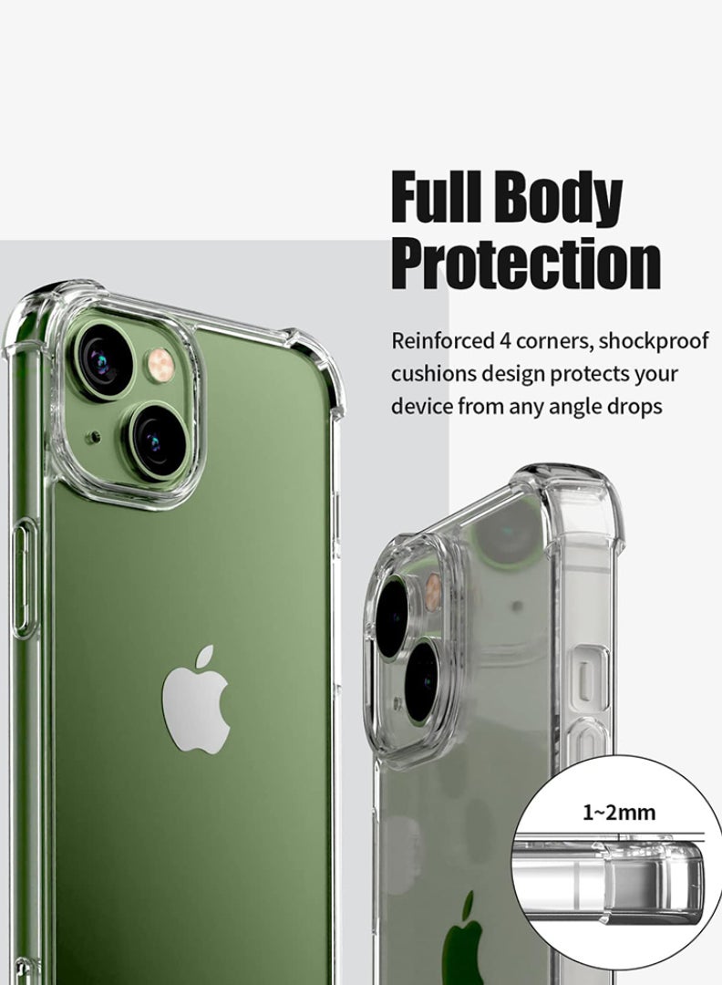 Case Up Apple iPhone 13 Clear Case, Shock-Absorption Hard PC Back Cell Phone Cover with Reinforced Corners, Soft Edges TPU Crystal Clear Protective Bumper Case - Image 2