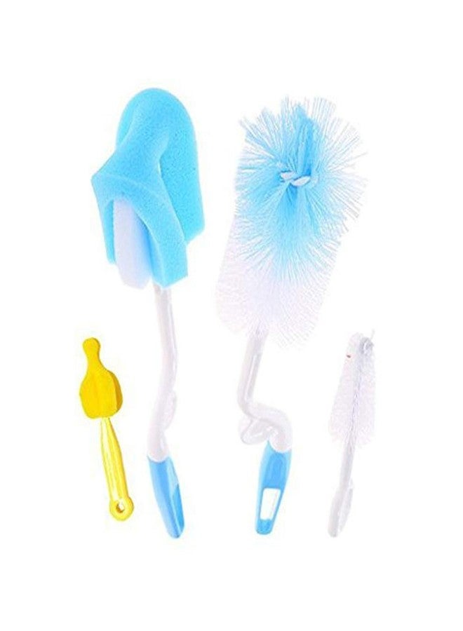 RKPM 4 Pcs Baby Milk Bottle Nipple Straw Brush Sponge Nylon Cleaning Brush Cleaner Bottle Tong Set of 4 (Random Color) - Image 1