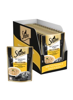 Sheba Sheba Fine Premium Adult (1+ Years) Wet Cat Food, Tuna Pumpkin & Carrot in Gravy, 70 g (Pack of 14), High-moisture gravy cat food for healthy hydration  - Image 1