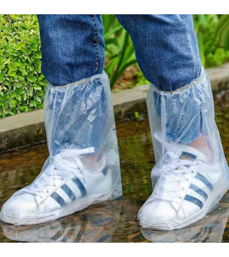 White Non Slip PVC Shoe Covers for Rain Durable Washable Disposable Outdoor Use - Image 2