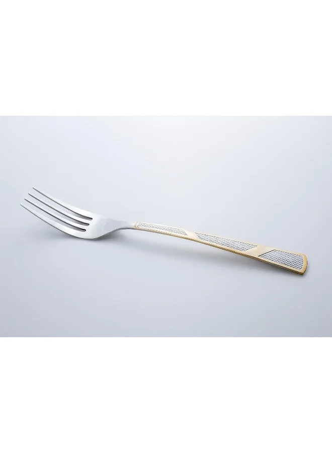 كويزين أرت شوكة عشاء إلسا من بيرجر، طقم من  قطع، ستانلس ستيل، تصميم ذهبي