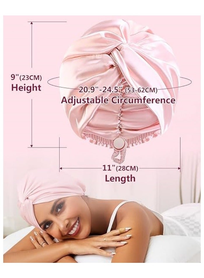 Adjustable Silk Satin Hair Bonnet for Sleeping, Double Layer Hair Wrap Sleep Cap Turban for Women Men, Curly Straight Long Large Braid Unisex - Image 2