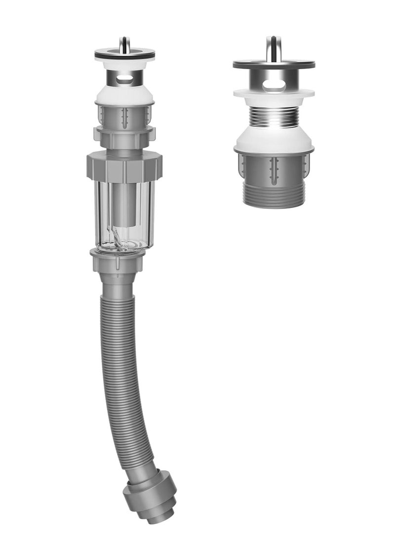KASTWAVE Bathroom Sink Drain Kit with Pop-up Sink Drain Stopper Assembly, Flexible Expandable P-trap, Flexible Expandable P-trap Sink Drain Pipe - Image 1