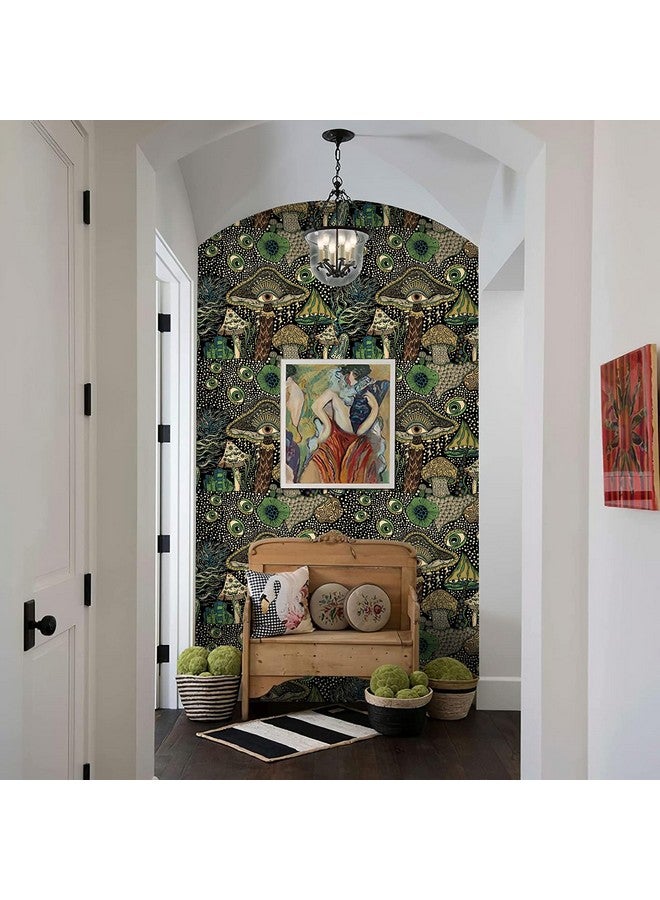 WENMER Peel And Stick Wallpaper Floral Wallpaper Boho Mushroom Wallpaper Mushroom Contact Paper Vinyl Self Adhesive Stick On Wallpaper For Bedroom Bathroom 17.7In X 6.6Ft - Image 4