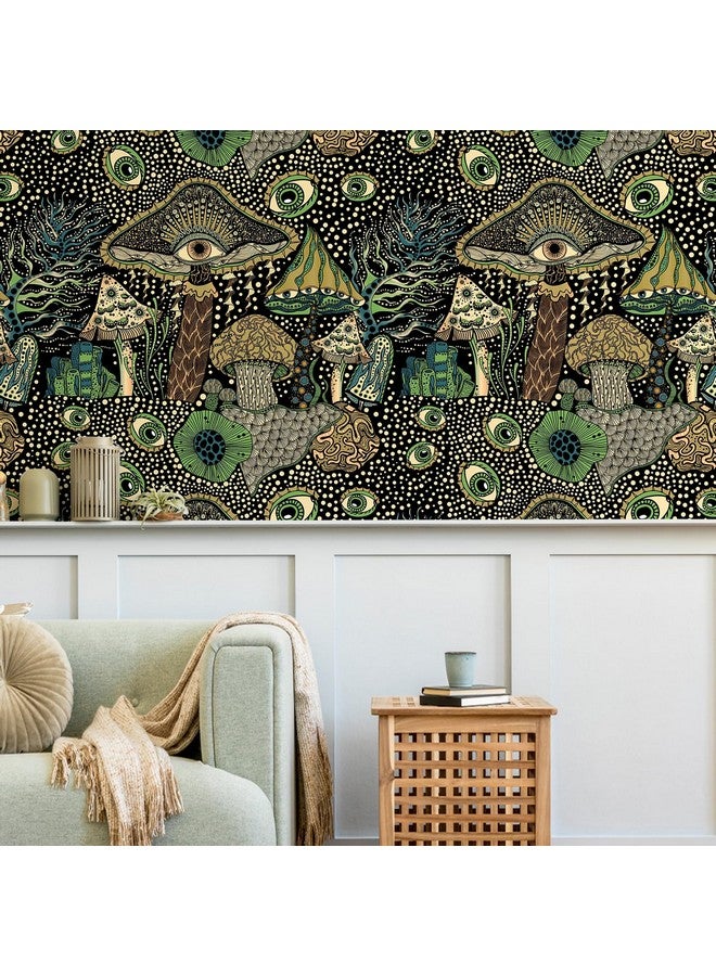 WENMER Peel And Stick Wallpaper Floral Wallpaper Boho Mushroom Wallpaper Mushroom Contact Paper Vinyl Self Adhesive Stick On Wallpaper For Bedroom Bathroom 17.7In X 6.6Ft - Image 3