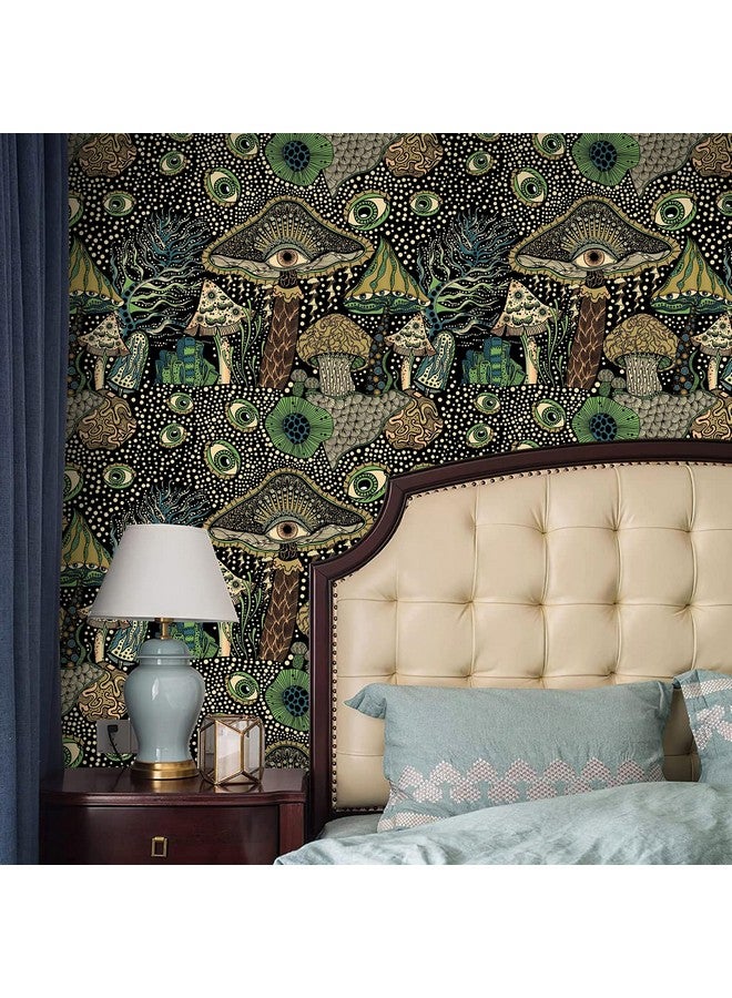 WENMER Peel And Stick Wallpaper Floral Wallpaper Boho Mushroom Wallpaper Mushroom Contact Paper Vinyl Self Adhesive Stick On Wallpaper For Bedroom Bathroom 17.7In X 6.6Ft - Image 2