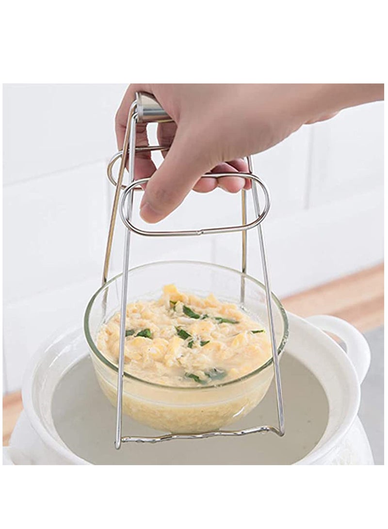 Excefore Kitchen Folding Hot Plate Gripper Dish Clip Tongs Kitchen Stainless Steel Bowl Clips Pan Dish Holder Gripper Clamp Holder, Not Deform and Has Good High Temperature Resistance and Cleaning  - Image 5