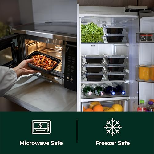 Enther Meal Prep Containers 12 Pack 1 Compartment Single Lids Food Storage Bento BPA Free | Stackable | Reusable Lunch Boxes, Microwave/Dishwasher/Freezer Safe Portion Control (28 oz) - Image 4
