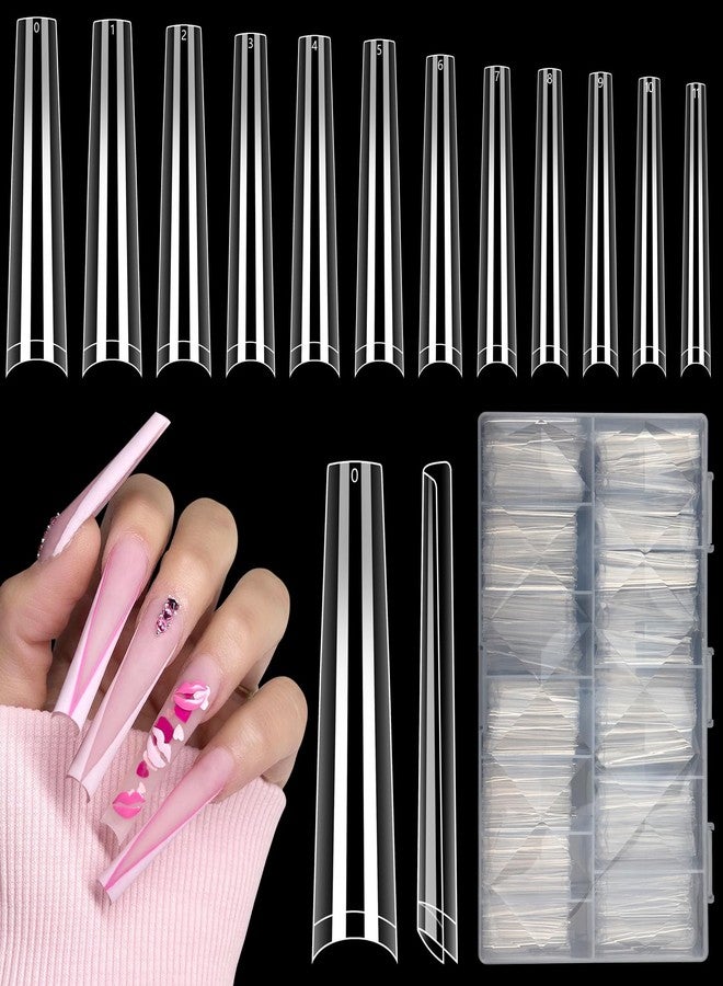 LIONVISON 3XL Coffin Nail Tips Professional, 504PCS Extra Long Tapered Square, 12 Sizes Straight Press On Gel Nails, Home DIY Salons - Image 1