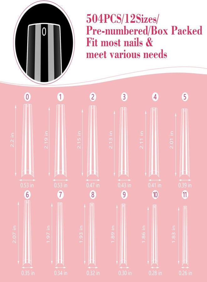 LIONVISON 3XL Coffin Nail Tips Professional, 504PCS Extra Long Tapered Square, 12 Sizes Straight Press On Gel Nails, Home DIY Salons - Image 5