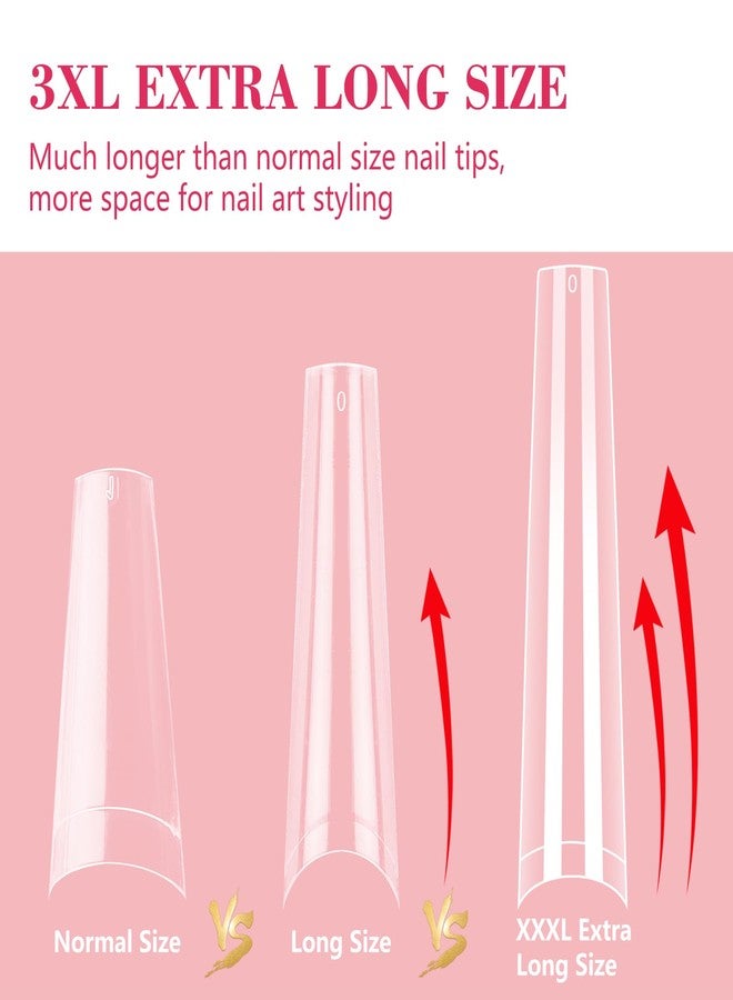 LIONVISON 3XL Coffin Nail Tips Professional, 504PCS Extra Long Tapered Square, 12 Sizes Straight Press On Gel Nails, Home DIY Salons - Image 4
