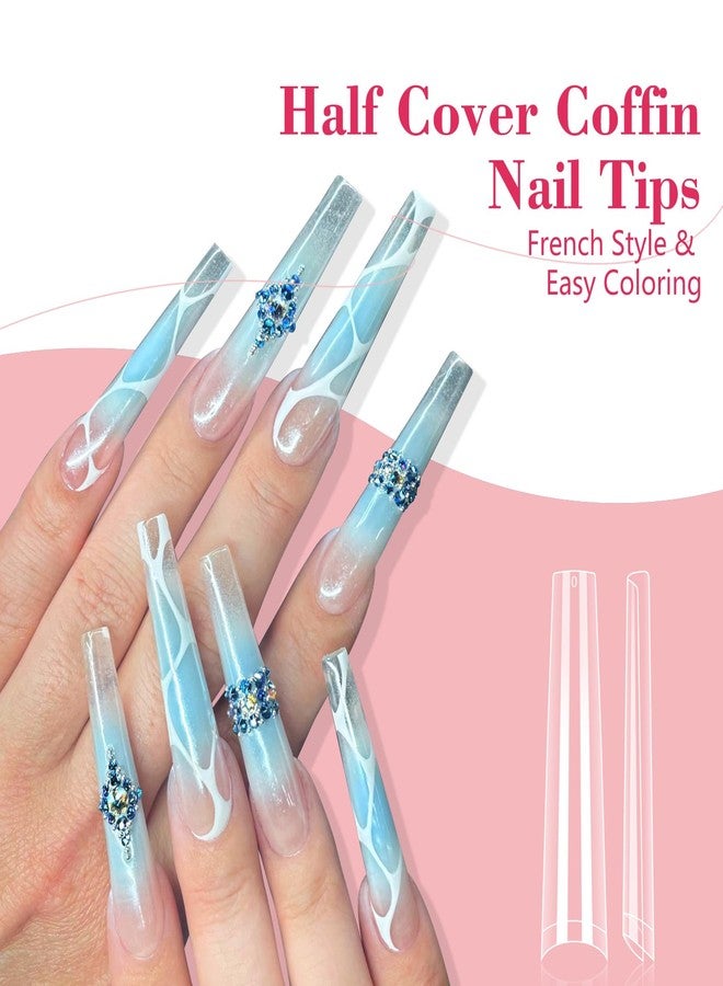 LIONVISON 3XL Coffin Nail Tips Professional, 504PCS Extra Long Tapered Square, 12 Sizes Straight Press On Gel Nails, Home DIY Salons - Image 2